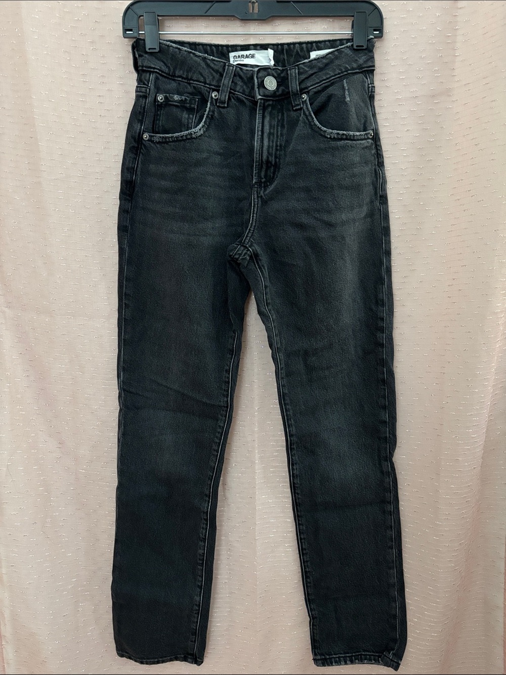 Garage Black High-Rise Straight-Leg Jeans